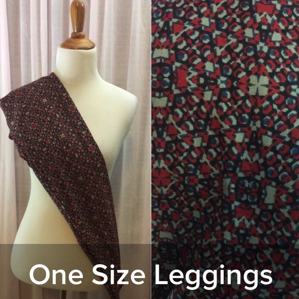 BNWT LLR OS Leggings- red / grey / black pattern